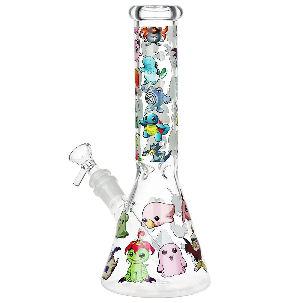 Pocket Monsters Beaker Glass Water Pipe - 10" / 14mm F