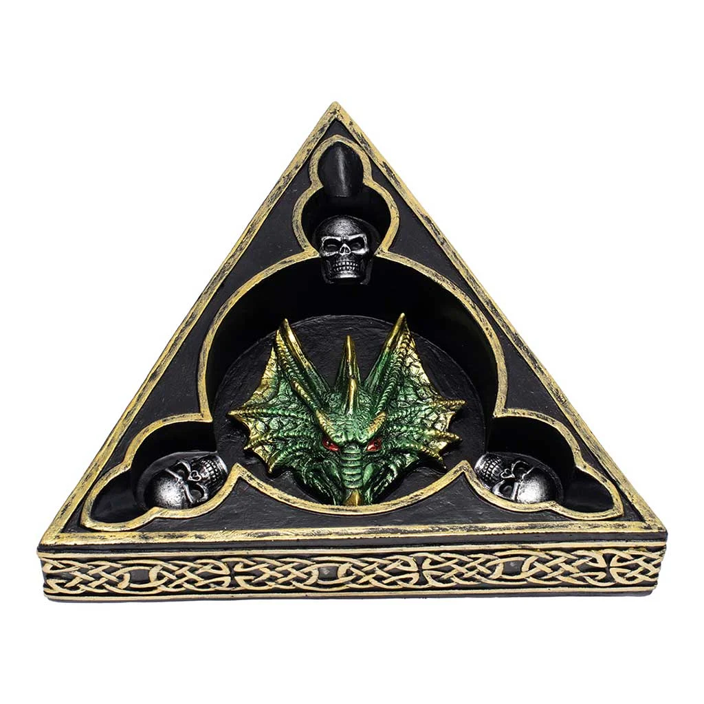 Green Tri-Head Dragon Ashtray - Image 2