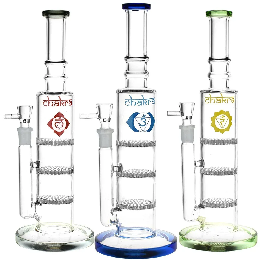Rising Awareness Chakra Glass Water Pipe - 12" / 14mm F / Colors Vary - Image 2