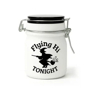 Flying Hi Tonight Frosted Glass Stash Jar With Clamp Lid