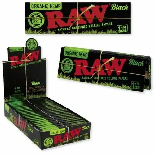 RAW Organic Hemp Black 1 1/4 Rolling Papers - 24pk Box