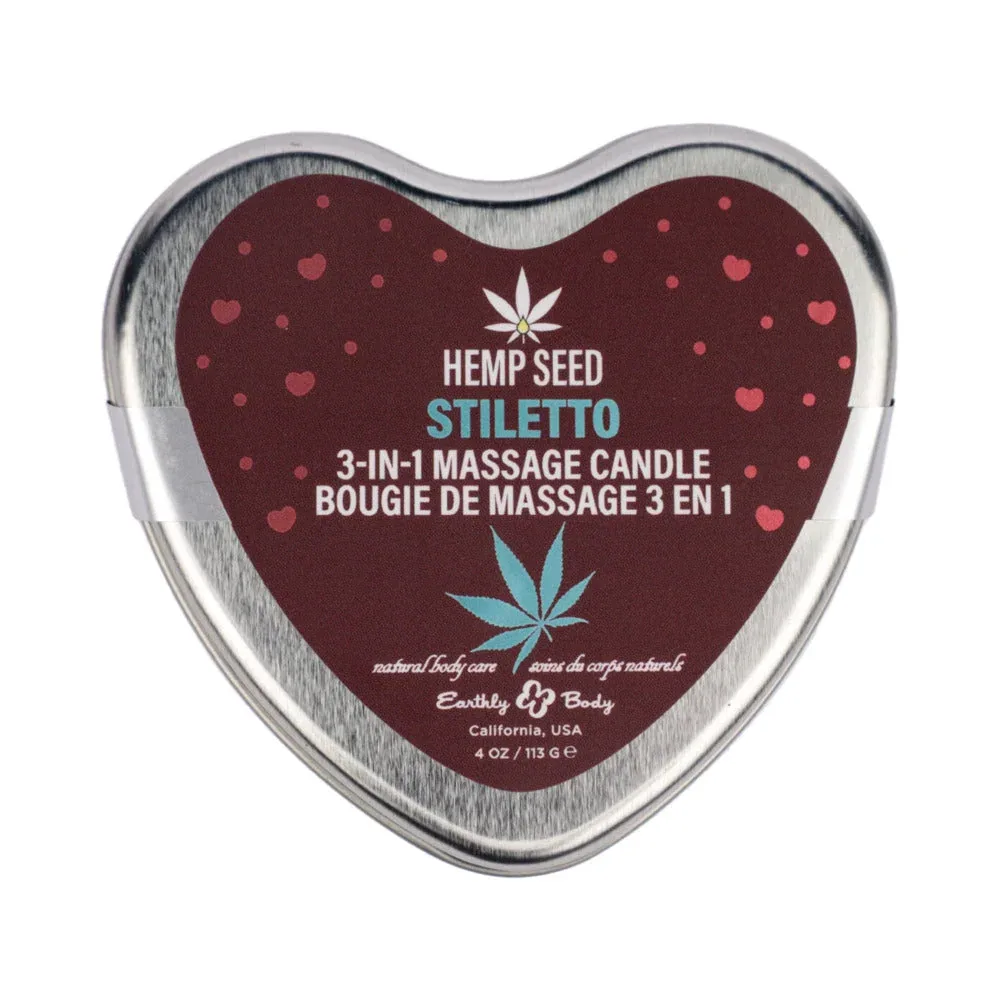 Earthly Body Hemp Seed Valentine 3-in-1 Massage Candle Stiletto 4.7 oz. - Image 2
