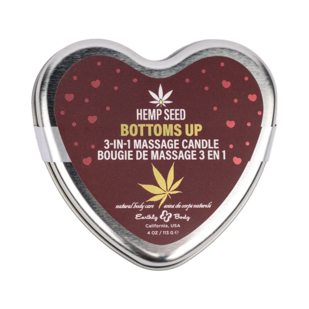 Earthly Body Hemp Seed Valentine 3-in-1 Massage Candle Bottom's Up 4.7 oz. - Image 2