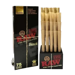 RAW Black Classic King Size Cones - 75ct Box