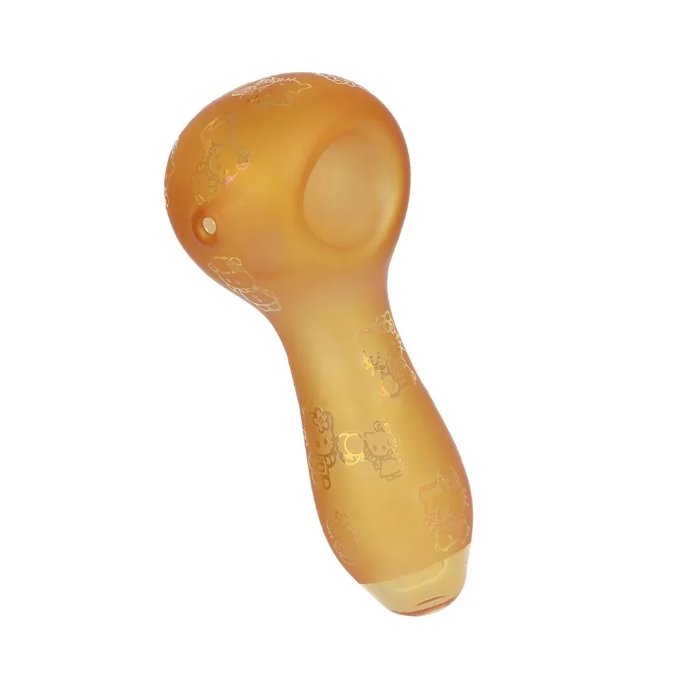 4CT BUNDLE - Hiya Cat Electroplated Etched Glass Spoon Pipe - 4" / Assorted Colors - Image 2