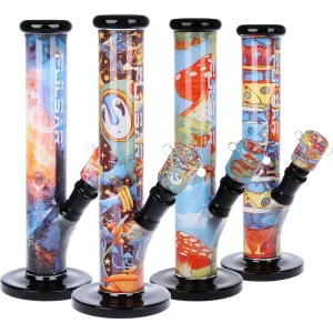 Pulsar Inside Print Straight Tube Glass Water Pipe | 11.25"