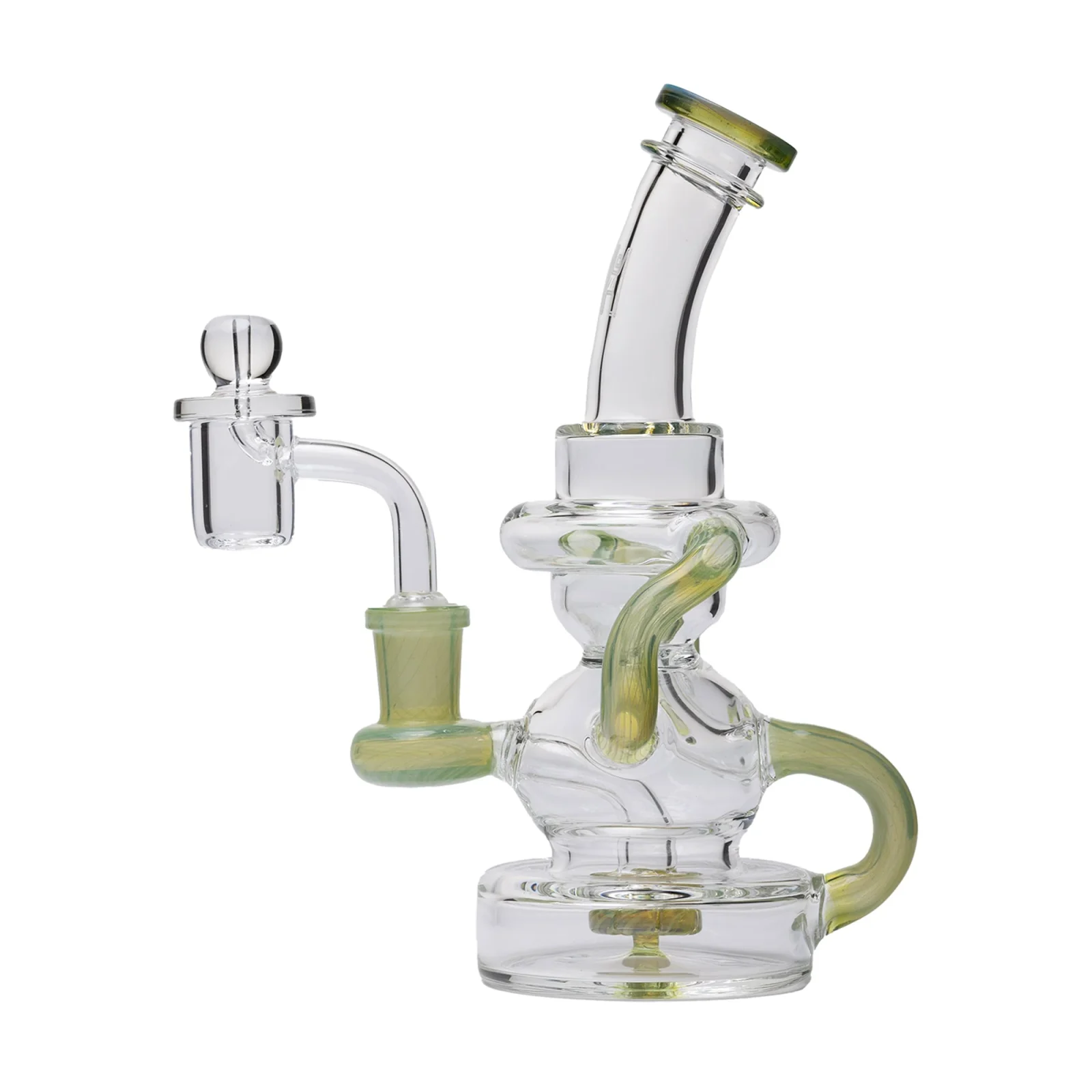 Human Grade Stubby Klein Glass Recycler Rig Water Pipe