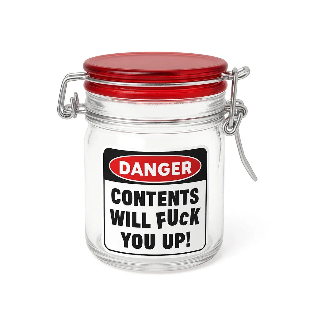 Airtight Glass Herb Jar - Contents Will Fuck You up!