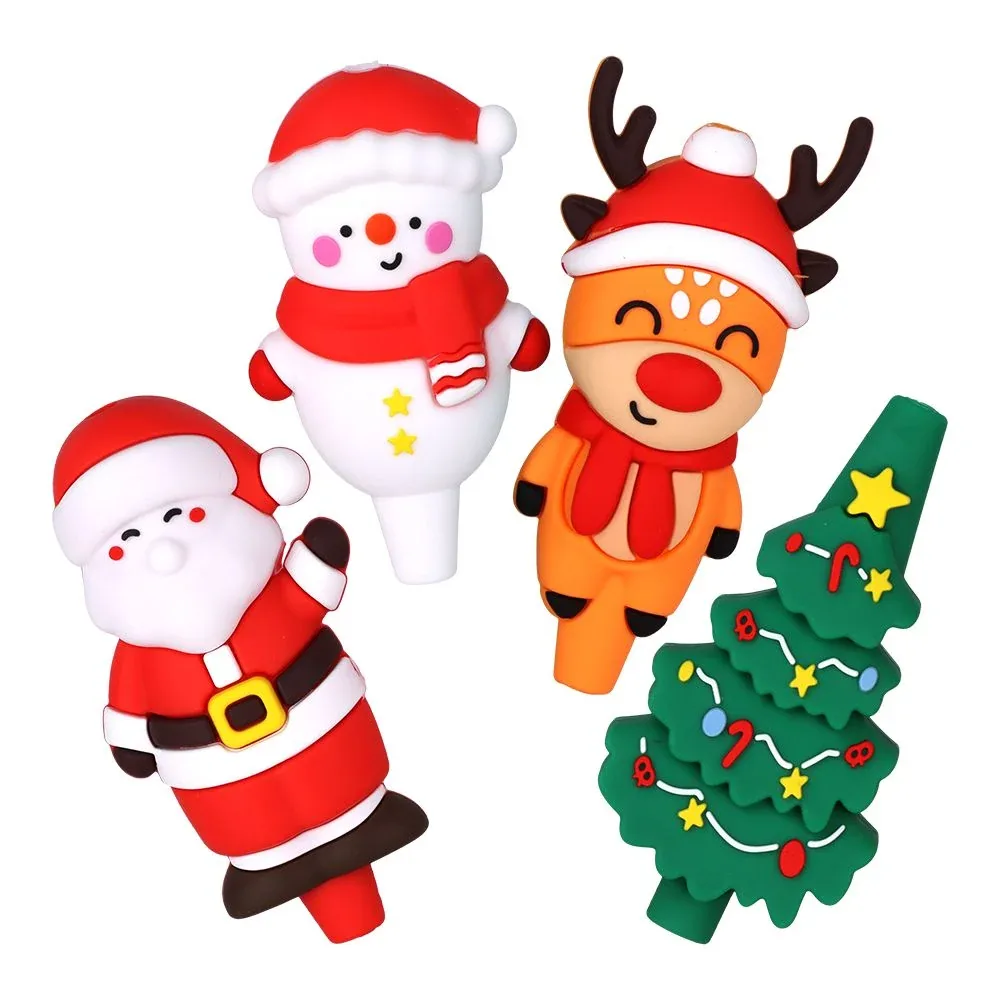 15CT FISHBOWL - Christmas Themed Silicone Hand Pipe - 4" / Styles Vary - Image 2