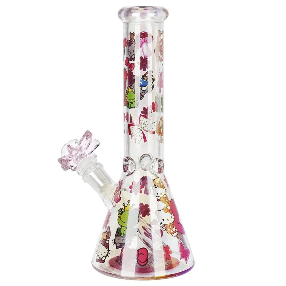 Hello Kitty Electroplated Beaker Glass Water Pipe - 9.75" / 14mm F - Image 2