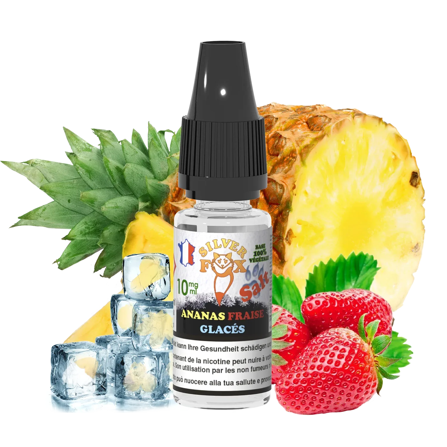 PINEAPPLE STRAWBERRY ICE Silver Fox 10ml nicotine salt e-liquid
