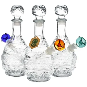 SeshGear Vintage Decanter Style Glass Water Pipe - 10.5" / 14mm F / Round Lotus / Colors Vary