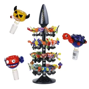 48CT DISPLAY - Lookah Glass Novelty Herb Slides [Set C] and Display Tree - Assorted Styles / 14mm M