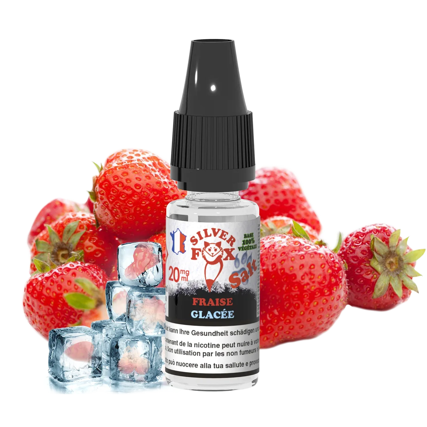 STRAWBERRY ICE Silver Fox 10ml nicotine salt e-liquid