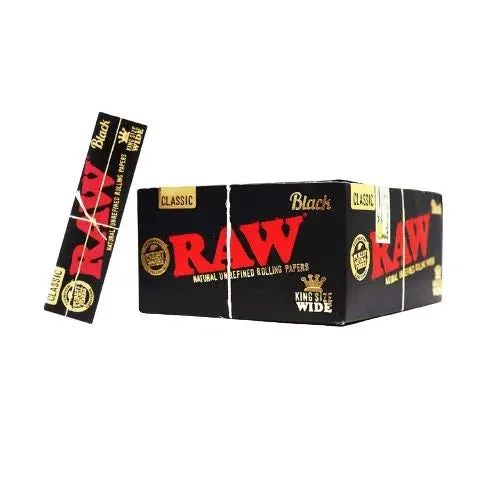 RAW Black King Size Wide Rolling Papers - 50pk Box