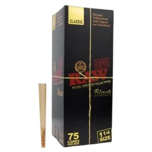 Raw Black Classic 1 1/4" Cones - 75ct Box