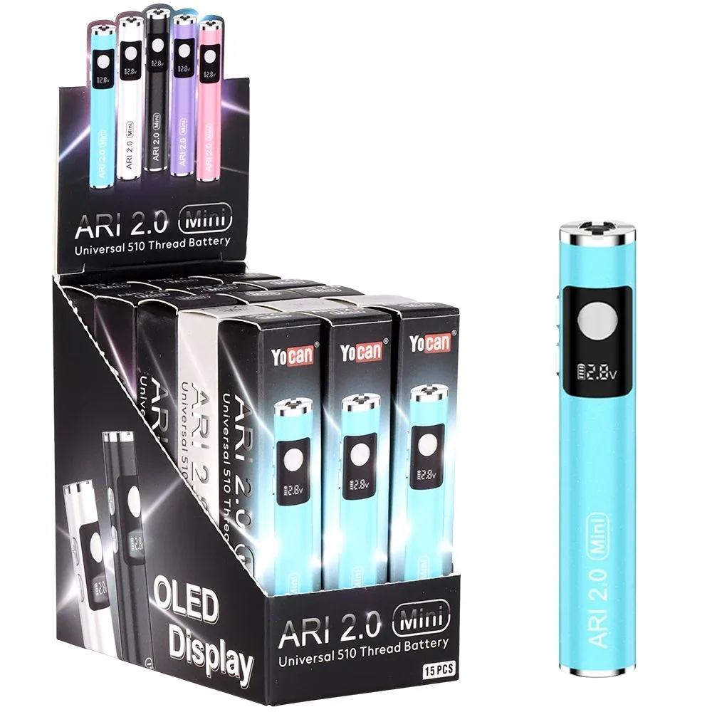 15CT DISPLAY - Yocan Ari 2.0 Mini 510 Battery - 400mAh / Assorted Colors