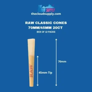 Raw Classic Cones 70mm/45mm 20ct - Box of 12 Packs