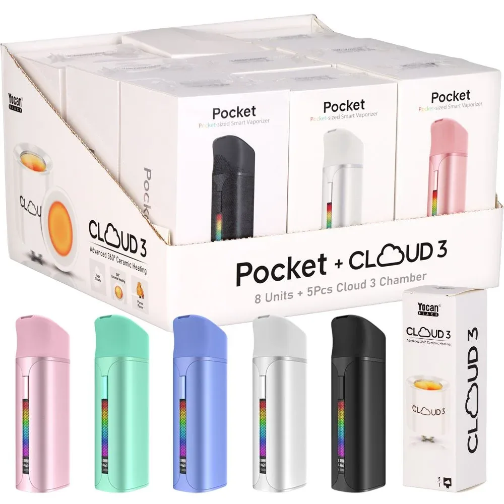 Yocan Black Pocket Concentrate Vaporizer + 5CT Cloud 3 Chamber - 1400mah / Assorted Colors