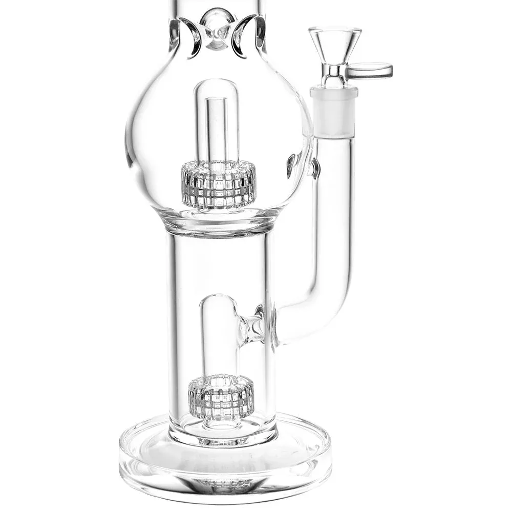 Pulsar Double Chamber Bubble Glass Water Pipe - 14" / 14mm F / Clear - Image 2