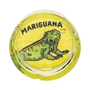 Yellow Mariguana Glass Ashtray