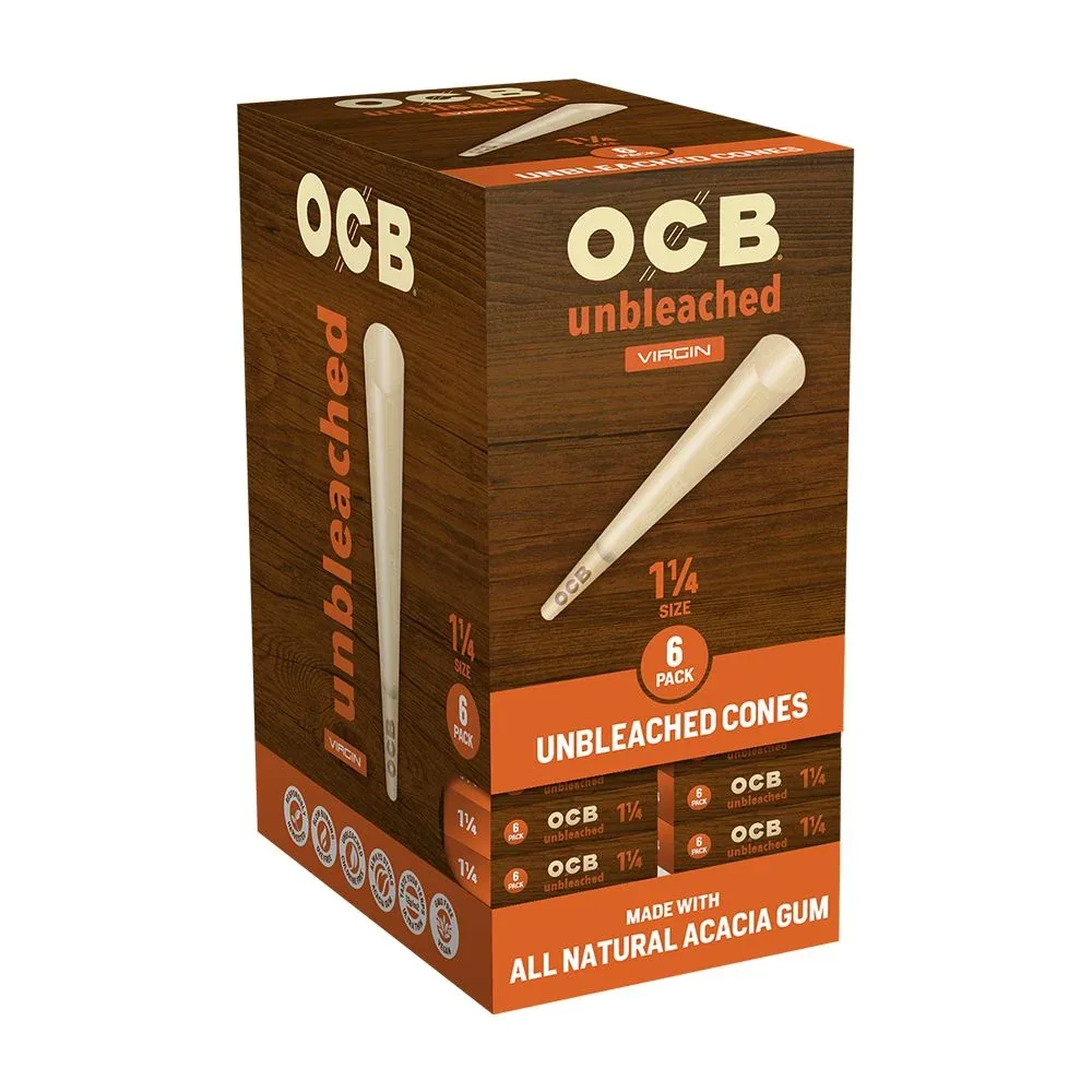 OCB Unbleached Pre-Rolled Cones | 24pk Display - Image 2