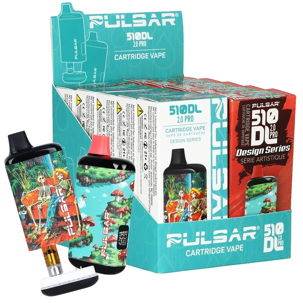 10CT DISPLAY - Pulsar 510 DL 2.0 PRO Design Series Variable Voltage Vape Bar - 1000mAh / Assorted Designs 1