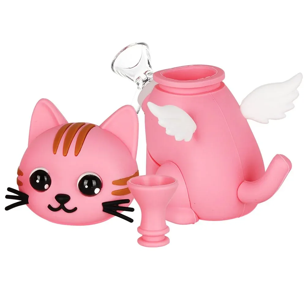 3CT BUNDLE - SeshGear Celestial Kitty Friend Silicone Water Pipe - 5.5" / 14mm F / Assorted Colors - Image 2