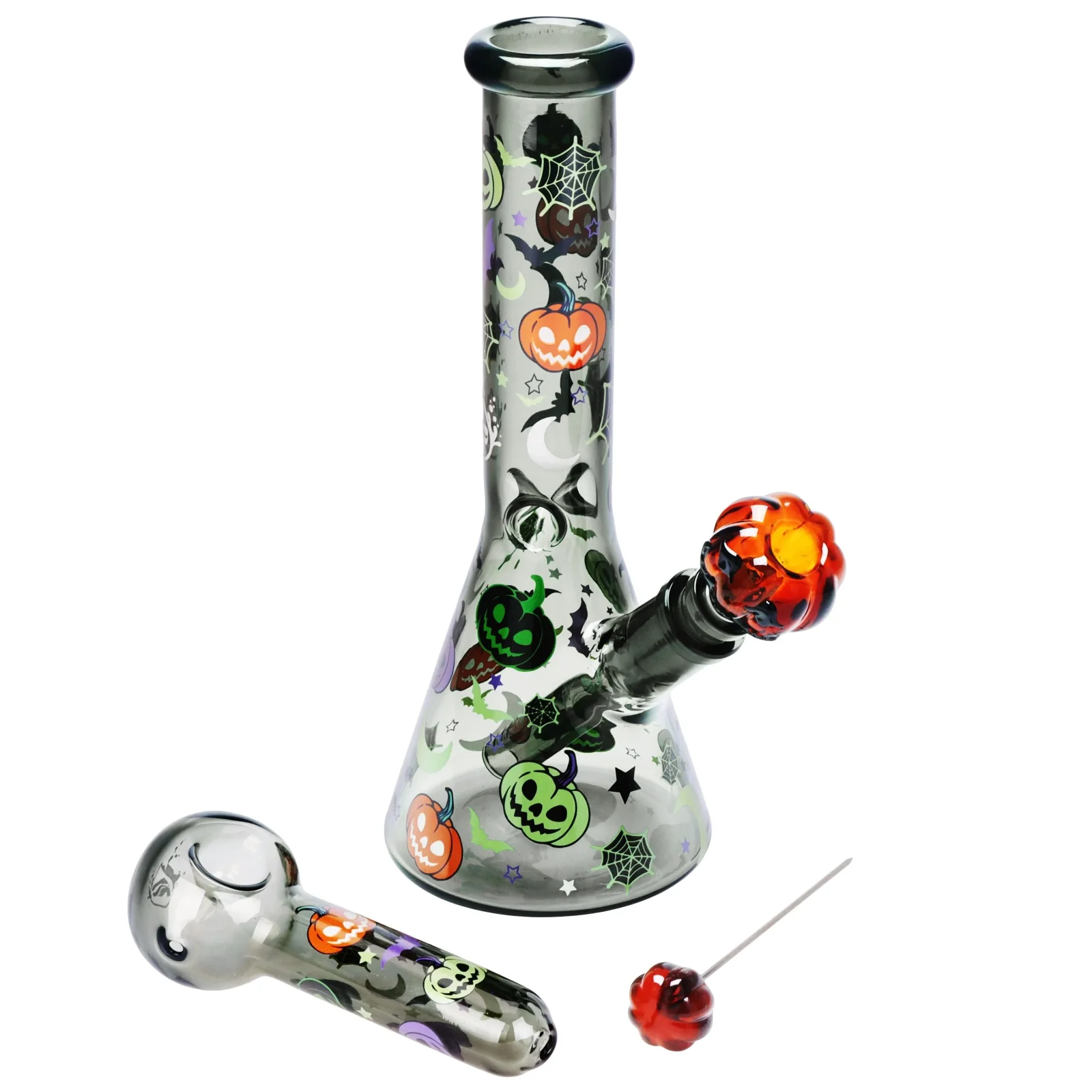 Pulsar Halloween Party Herb Pipe Glow Duo- 10" / 14mm F