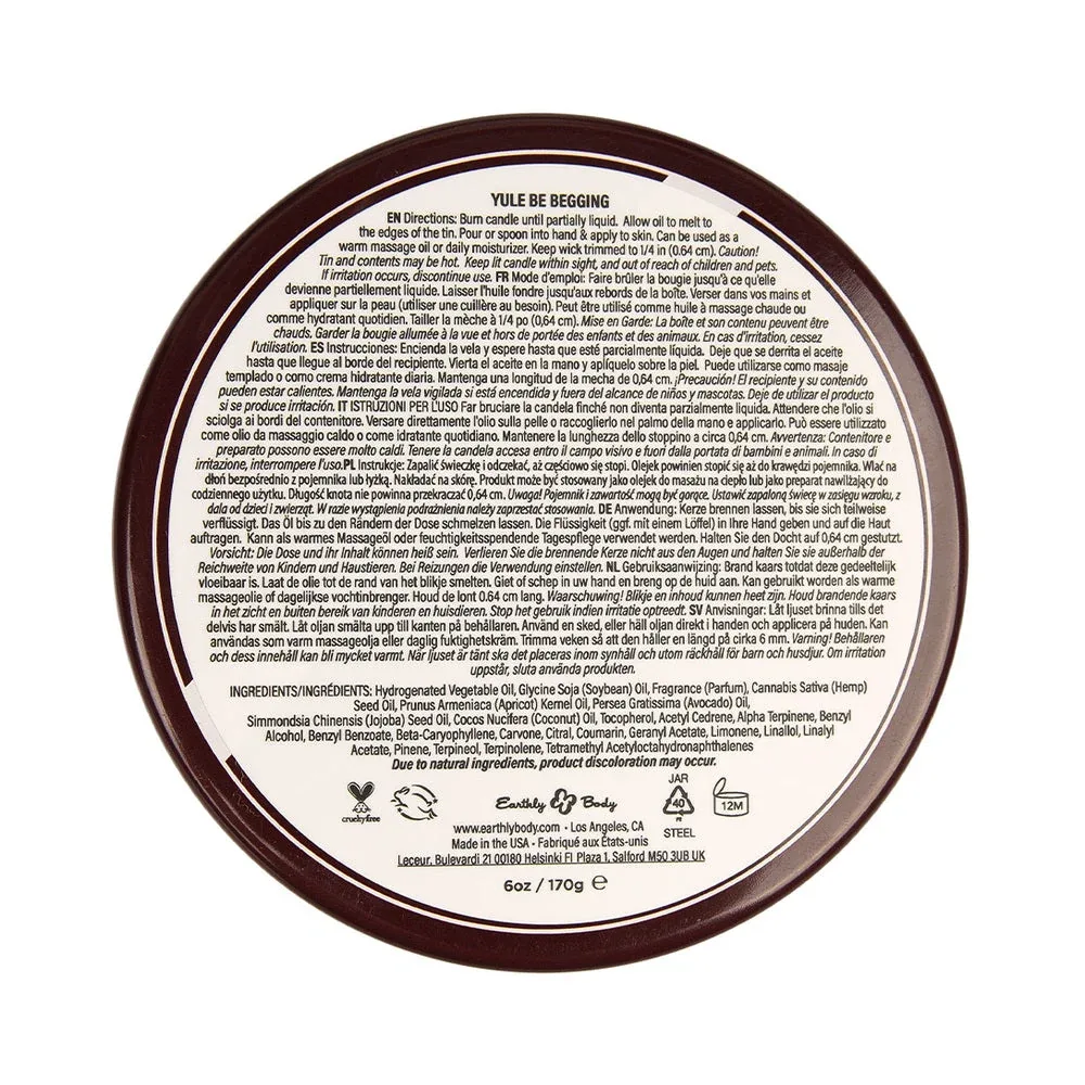 Earthly Body Hemp Seed 3-in-1 Massage Candle Yule Be Begging 6 oz. - Image 2