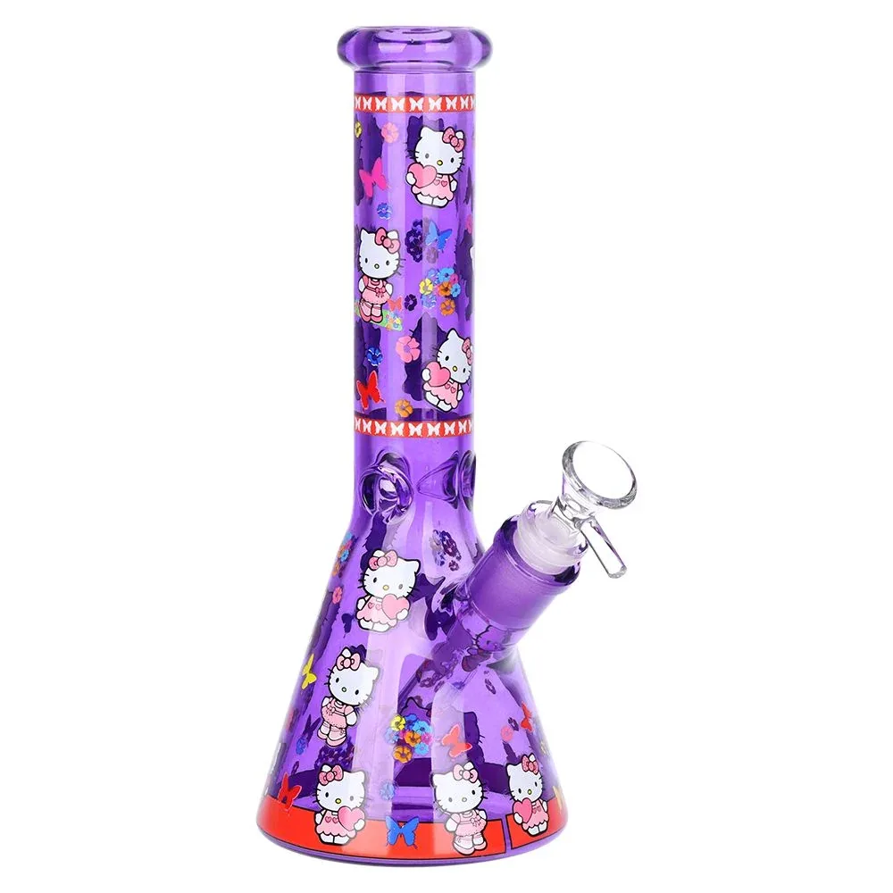 Hello Kitty Neon Beaker Glass Water Pipe - 10" / 14mm F / Colors Vary - Image 2