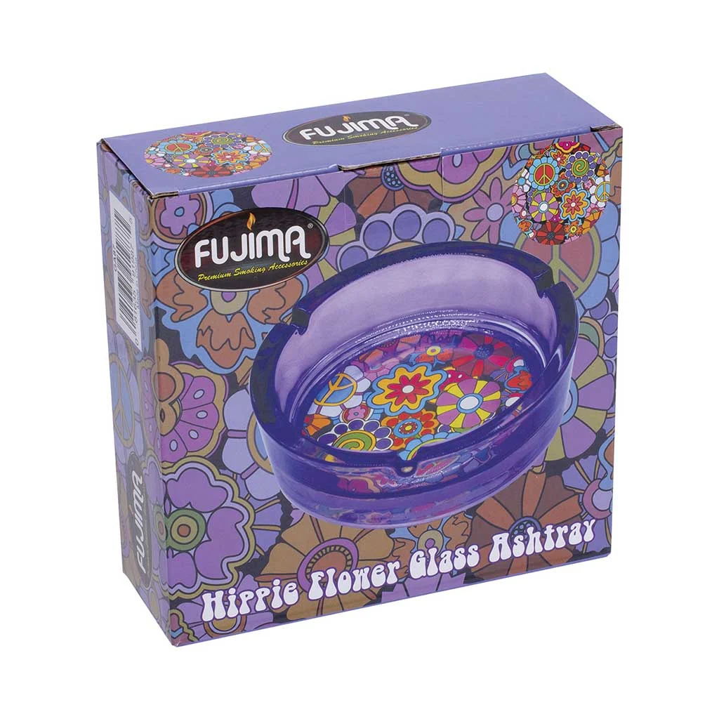 Purple Hippie Flower Glass Ashtray - Image 2