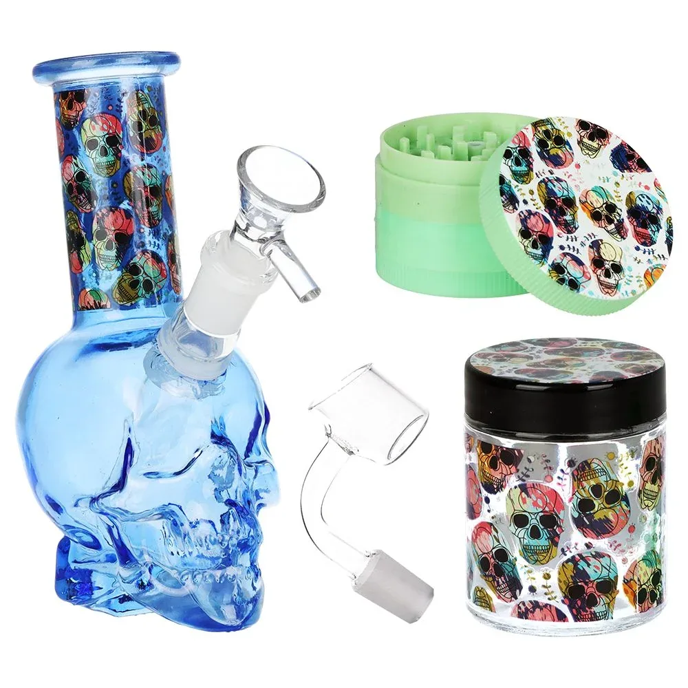 SeshGear Skulled Out Water Pipe Kit - 6" / Colors & Designs Vary - Image 2