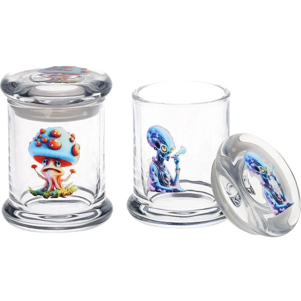 12CT DISPLAY - Bamboo Woods Trippedelic Glass Jar - 3" / Assorted Designs - Image 2