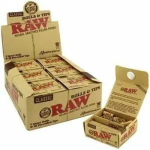 RAW Classic Masterpiece King Size Rolls With Tips - 12pk Box