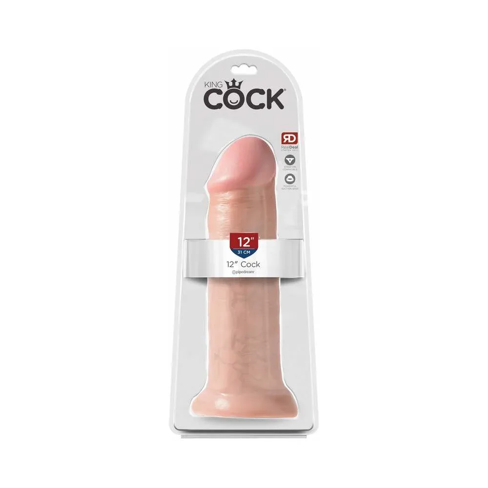 King Cock 12 in. Cock Realistic Dildo With Suction Cup Beige