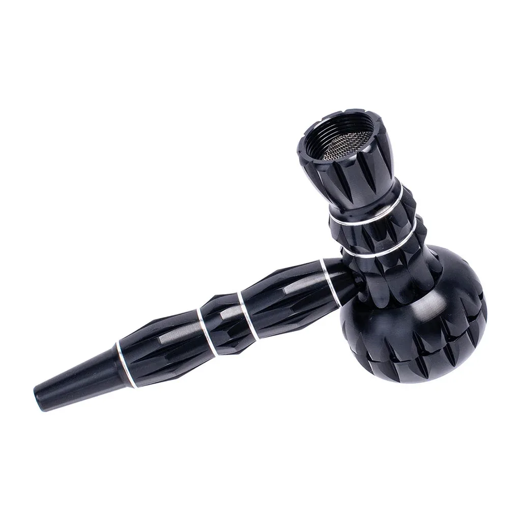 Aluminum Ribbed Smoking Pipe With Grinder - Image 2