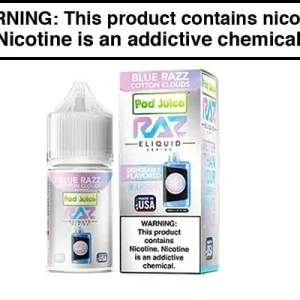 BLUE RAZZ COTTON CLOUDS BY POD JUICE SALTS X RAZ 30ML