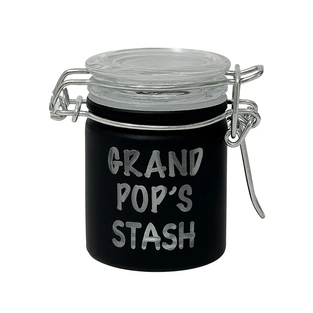 Airtight Glass Grandpop's Stash Storage Jar