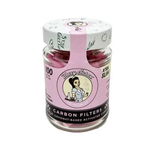 Blazy Susan Purize Activated Carbon Filter Tips Xtra Slim 100ct Glass Jar - Image 2