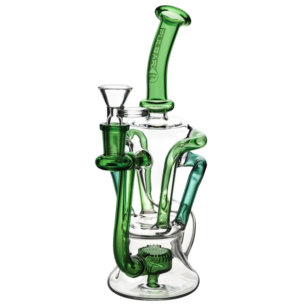 Pulsar 4-Tube Recycler Water Pipe - 9" / 14mm F / Colors Vary - Image 2
