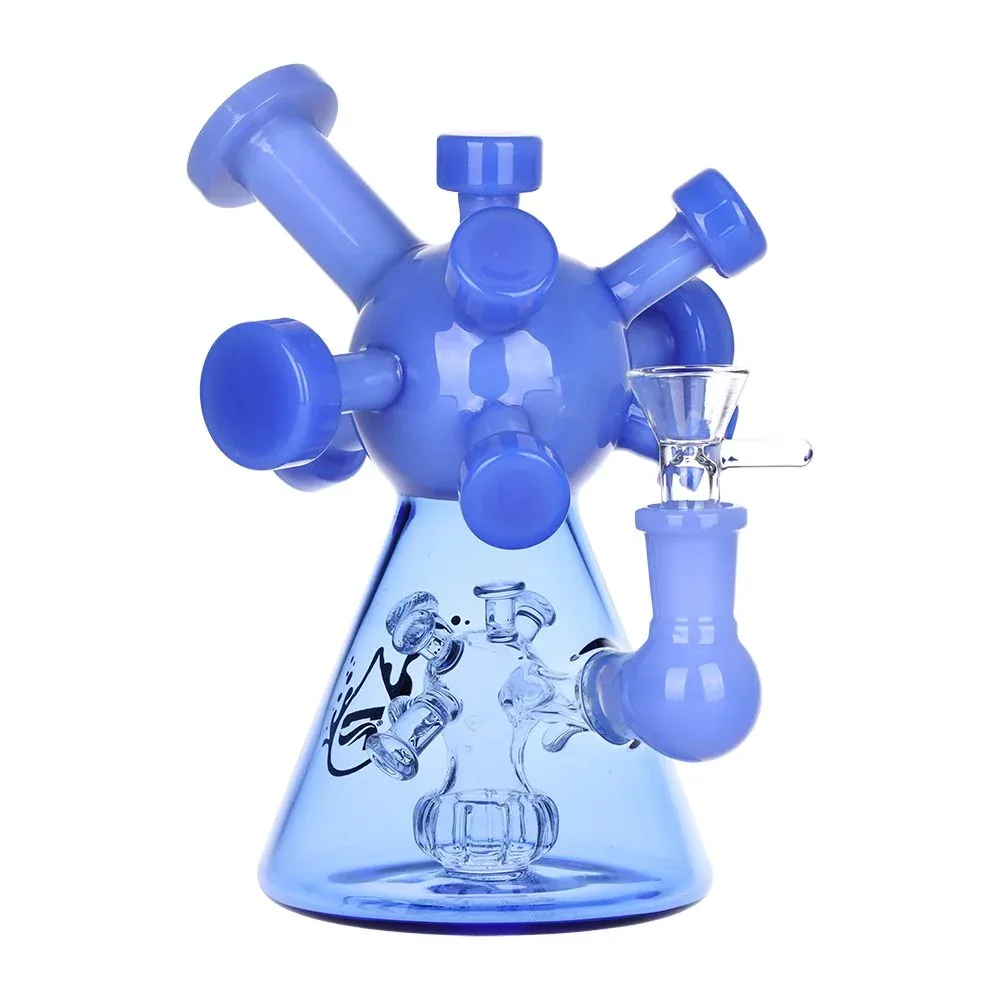 Pulsar Molecule Glass Water Pipe - 7" / 14mm F / Colors Vary - Image 2