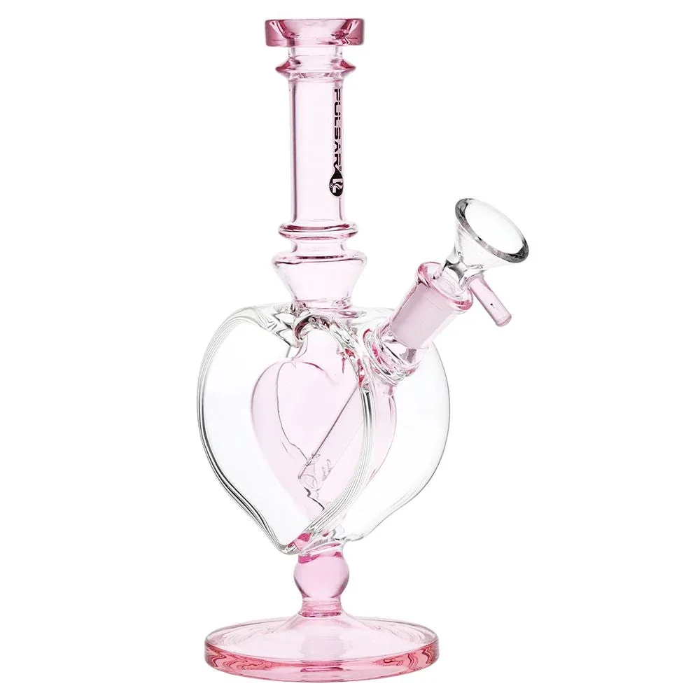 Pulsar Pink Heart Chalice Glass Water Pipe - 9" / 14mm F - Image 2