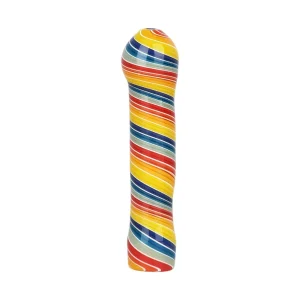 Rainbow Spirals Glass Chillum - 3.5"