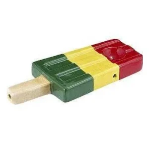 Rasta Ice Pop Ceramic Hand Pipe - 7"
