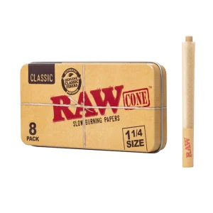 Raw 1-1/4 Cones Pack of 1 | 8 COUNT Classic