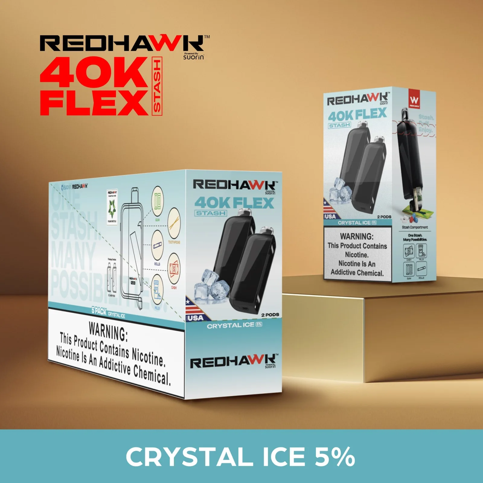 RedHawk 40K FLEX Stash CRYSTAL ICE 2 Pack Replacement Pods - Image 2