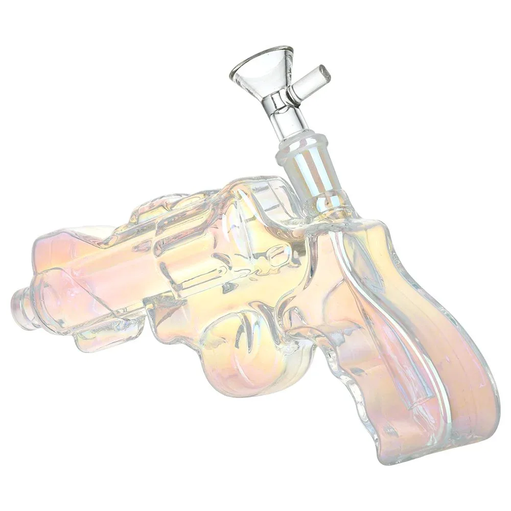 Revolver Handgun Electroplated Water Pipe - 8" / 14mm F - Image 2
