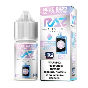 Salt Blue Razz Cotton Clouds Tobacco Free Nicotine E-Juice 30ml | Pod Juice x RAZ