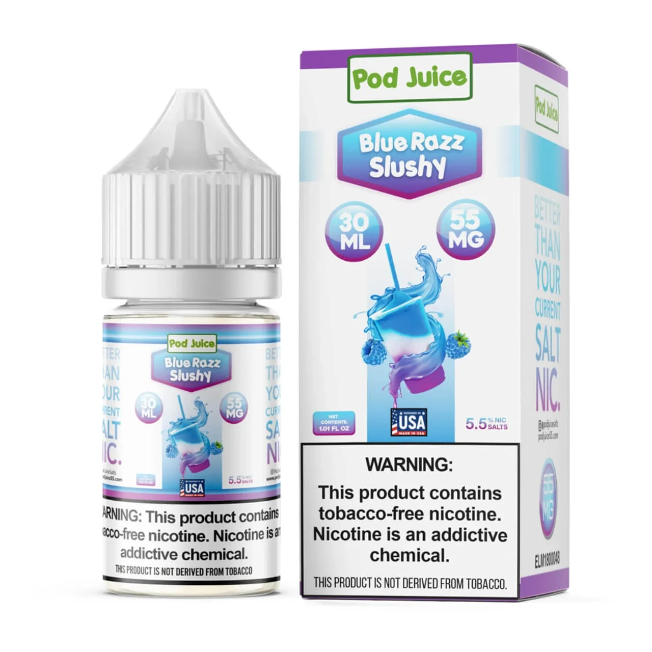 Salt Blue Razz Slushy Tobacco Free Nicotine E-Juice 30ml | Pod Juice